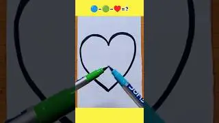 Heart Shape Green & Sky Blue Colour Mixing 💚💙 | Satisfying Drawing Shorts #shorts
