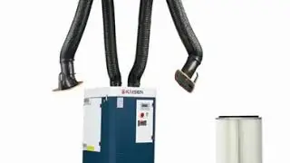 Self-cleaning mobile welding fume extraction