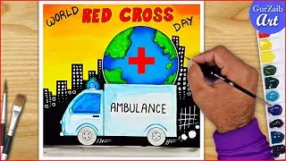 World Red Cross Day Drawing || Poster chart project making || step by step easy