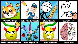 Save The Doge,Draw Aline Puzzle,draw Police Tricky Puzzles,Draw Puzzle