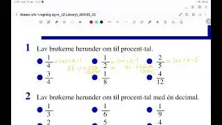 Lav brøkerne om til procent tal.