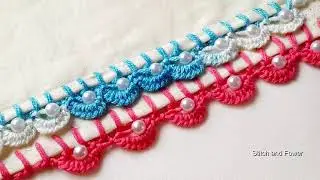 Beautiful beaded edging with sewing needle, Randa embroidery