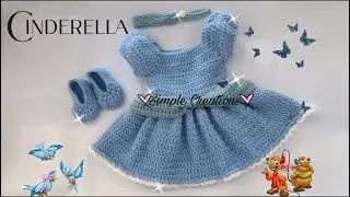 CROCHET CINDERELLA INSPIRED DRESS | 0-3 MONTHS OLD | SIMPLE CREATIONS