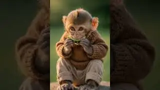Cute Baby Monkey Eating Watermelon 🐵🍉