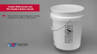 5 Gallon White Buckets with Wire Handle & Bottom Handle | U.S. PLASTIC CORPORATION&reg;