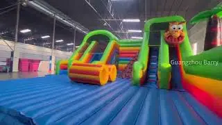 Funny Crazy Ride Amusement Park Games Animal Bg Bouncer Obstacle Course Slide Inflatable Theme Park