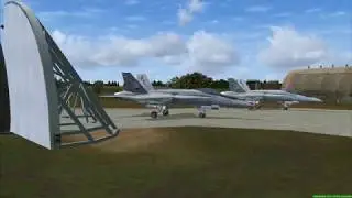 RAF Lossiemouth F18A pairs takeoff and landing