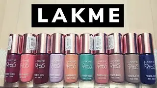 *NEW*LAKME 9TO5 NAIL POLISH SWATCHES(NEW SHADES) GIVEAWAY AT END. PRIMER+GLOSS