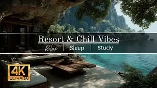 Chill Jazz in Paradise | 4K Beach Resort Views, Tropical Relaxation & Soft Lounge Ambience