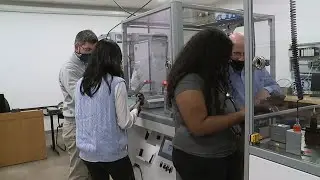 Three female robotics students at Penn College paving the way