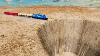 Train vs Giant Pot Hole | BeamNG.Drive