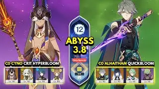 C0 Cyno Hyperbloom & C0 Alhaitham Quickbloom | Spiral Abyss 3.8 Floor 12 9 Stars Genshin Impact 3.8
