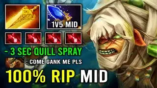 How to 100% Delete Mid By Pressing W on Bristleback -3 Sec CD Quill Spray 1v5 Radiance DPS Dota 2