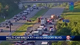 Multi-vehicle crash closes northbound Interstate 435 near Gregory Boulevard in Kansas City