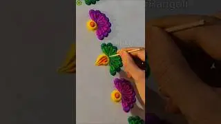 Border Diya Rangoli Designs for Diwali #rangolidesigns #diwalirangoli #navratri #shorts&lrm;⁨