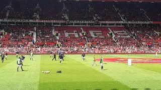 Manchester United 99 Legends doing their warm ups for the Treble Reunion game against FC Bayern