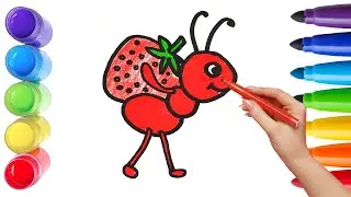 How To Draw cute ANT Drawing, Painting & Coloring For Kids and Toddlers_🌈🎨