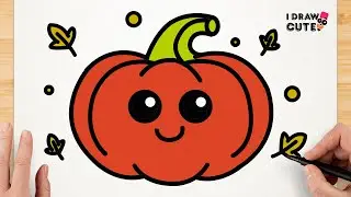 How to Draw a Cute Pumpkin &ndash; Easy Step-by-Step Tutorial | I Draw Cute #07