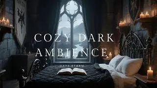 Medieval Fantasy Dorm at Midnight | Cozy Dark Ambience with Candles & Rain | ARETIA