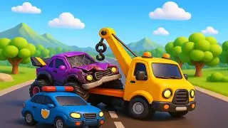 Monster truck falls into a deep hole - Crane and Police car save Monster Truck | Police Vehicles