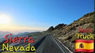 Driving Downhill Sierra Nevada Spain Semi-Truck