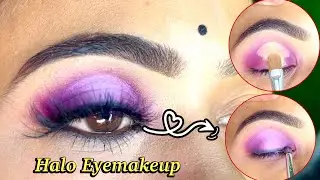 Easy Halo Eyemakeup Tutorial Step By Step || Purple Halo Eyemakeup Tutorial || Eyemakeup Easy Steps