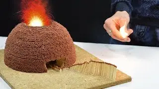 Amazing FIRE VOLCANO! Match CHAIN REACTION of 10000 matches! Interesting Experiment.