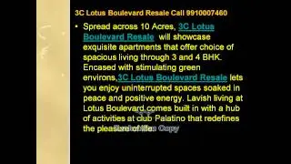 3C Lotus Boulevard Resale| 9910007460| PropWorld.In|