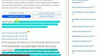 CCS University Cut Off