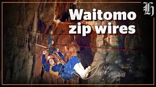Zipline under Waitomo on a glow worm cave adventure