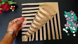 How to Make Wall Hanging using Cardboard   DIY Cardboard Craft   Flower Bouquet   DIY Craft Hanging