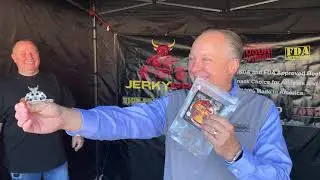 Chamber CEO Mike Throne tries the Nuclear Jerky from JerkyPro