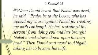 Abigail & David: Wisdom-Discernment ~ Death of Nabal: Justice ~ Christian Bible Verses: 1 Samuel 25