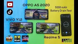 Battery Drain Test of Realme 5 vs Oppo A5 2020 vs Vivo Y12 | 5000 mAh Battery Drain | 100% to 0%