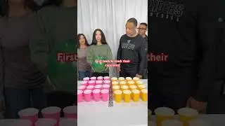 First team to stack their cups wins! Boys vs girls