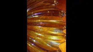A181 Vintage Federal Glass Carnival Glass Mid Century Celestial Flower Candy Dish