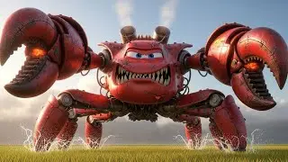Farm Night Chaos: Crab Robot McQueen vs the Whole Village