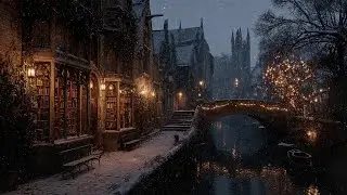Quiet Snowfall Beside an Old European Riverside ❄️ Dark Academia Piano & Cello for Study and Writing