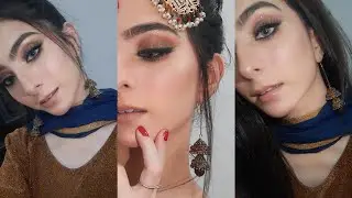 Gold Glitter Smokey Eye Makeup Tutorial with Hairstyle | For Wedding Occasion ~Maham pasha