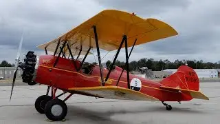 1929 Travel Air Bi-Plane Takeoff & Landing