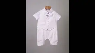 White Romper Suit Baby Boy Set Vest with Hat