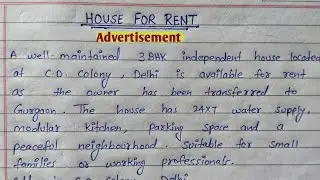 House for rent advertisement writing || Easy & Simple advertisement format || Advertisement writing