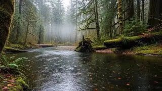 Calming Rain Sounds with Natural River Sounds for Relaxation, Calm Focus, and Rest
