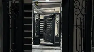 High quality wrought iron front door with scrollwork and glass N191 #ironworkdesign#irondoors