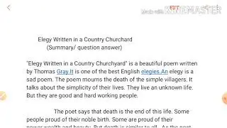 Elegy written in a country churchyard - summary/ question answer