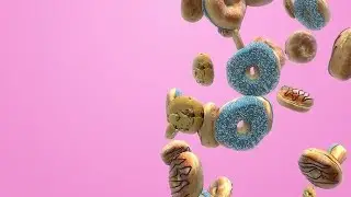 Donuts Float Upward On A Pink Background Stock Motion Graphics