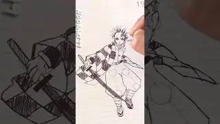 StickMan Tanjiro ⚔️ Anime Drawing Transformation🙊#drawing #animedrawing  #demonslayer