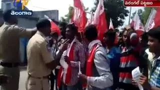 AISF Workers Stages Protest at Minister Etela House in Warangal
