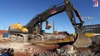 **HEAVY WORK** Volvo EC700B HR Tear Out Base Plates / Bodenplatten rausrei&szlig;en, Germany, 2013.