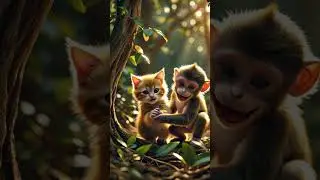 Monkey trap the little cat